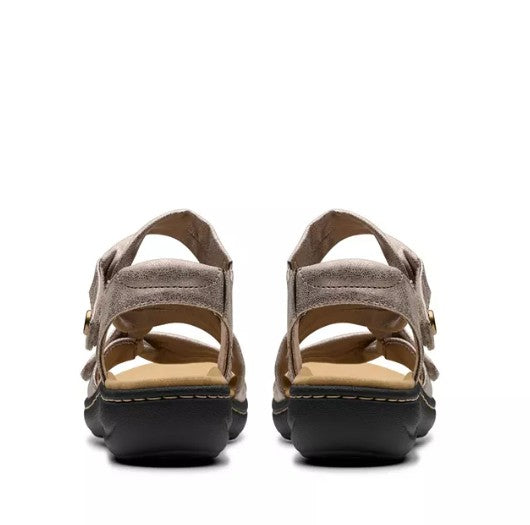 Clarks Size 7.5 W, Laurieann Bell Strappy Comfort Sandals, Taupe Metallic, Grade A
