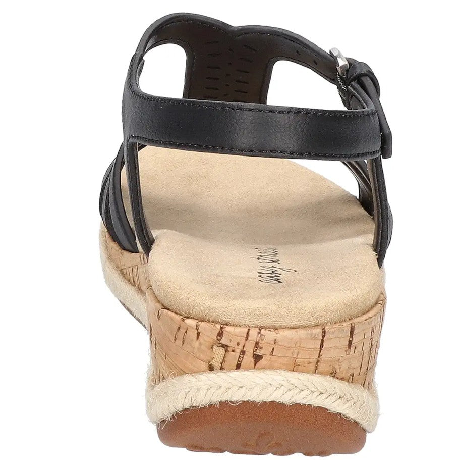Easy Street Women's Size 7.5 M, Dorinda Cork Wedge Comfort Sandals, Black