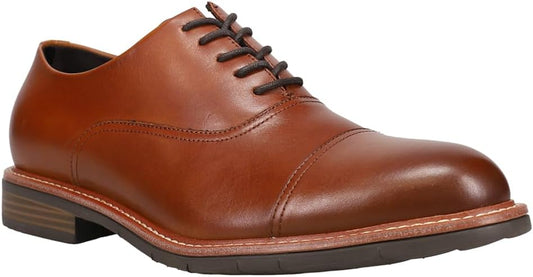 Kenneth Cole Reaction Men's Size 11.5 Cognac Leather Oxford Dress Shoe, Cognac, New in Box