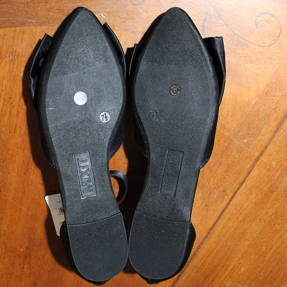 Mixit Women's Size 7.5 M, Jaguar Pointed Closed Toe Ballet Flats, Black Bow