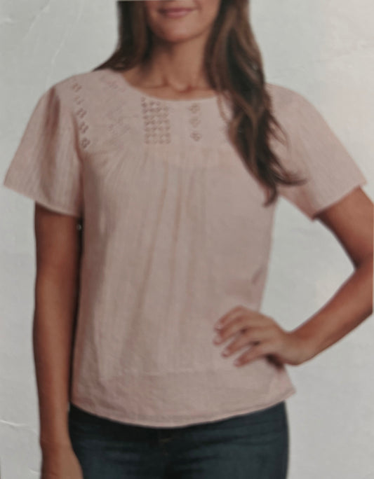 Ella Moss Women's Size X-Large (16-18) Keyhole Back Blouse, Cameo Rose Pink