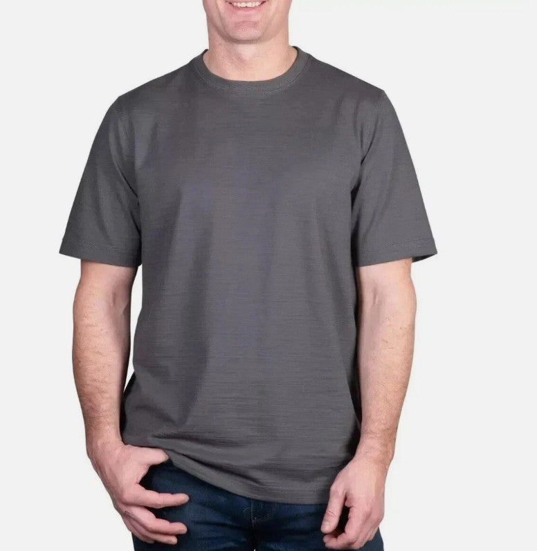 Kirkland Signature Men's Size Small, Short Sleeve Pima Cotton Slub Tee, Gray