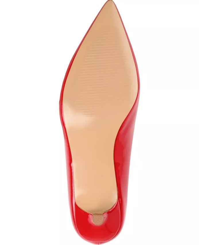Journee Collection Rumi Women's Size 8, Pointed Toe Kitten Heel Pumps, Red