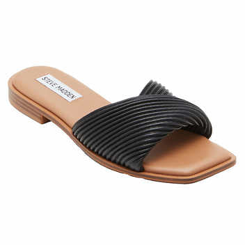 Steve Madden Ladies' Size 7.5 Textured Slide Sandal, Black, Customer Return