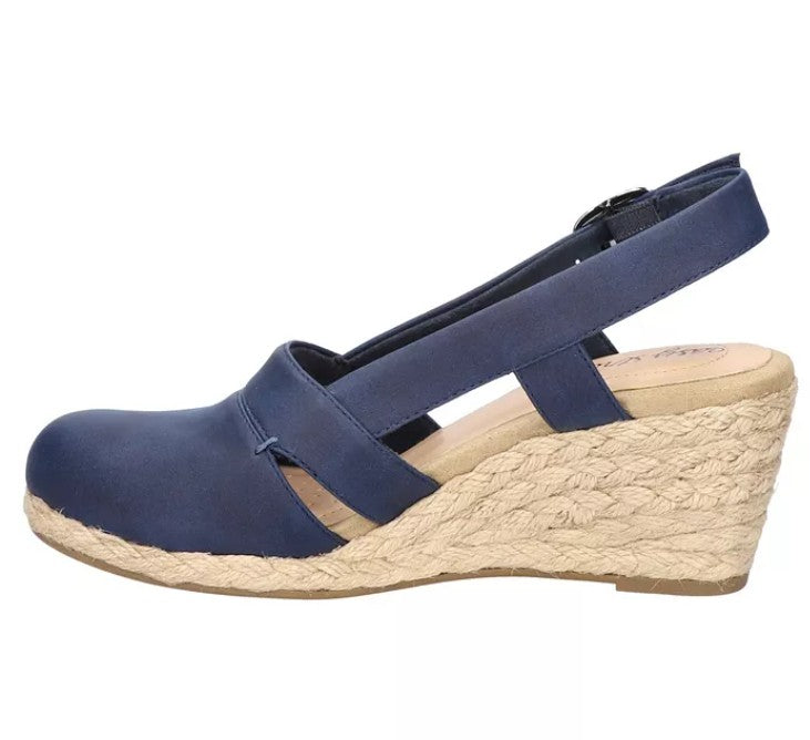 Easy Street Women's Size 9, Stargaze Espadrille Slingback Wedge Shoes, Navy