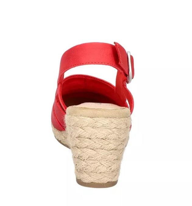 Easy Street Women's Size 11 Wide, Stargaze Espadrille Slingback Wedge Shoes, Red