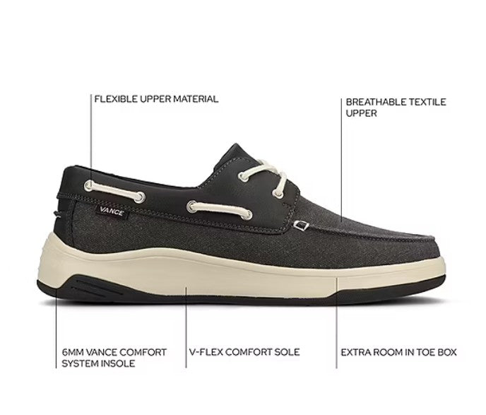 Vance Co Catamaran Mens Size 12, Round Slip-On Boat Shoes, Black