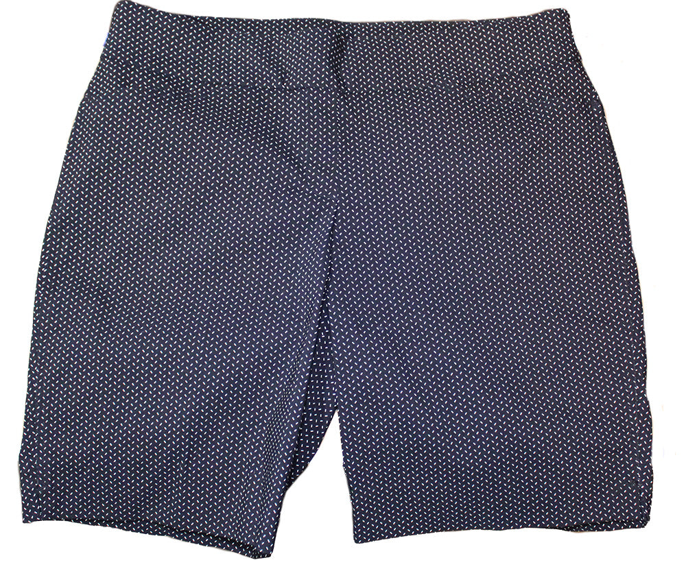 Hilary Radley Ladies' Size Large Bermuda Pull-On Short, Navy & Off-White Dots