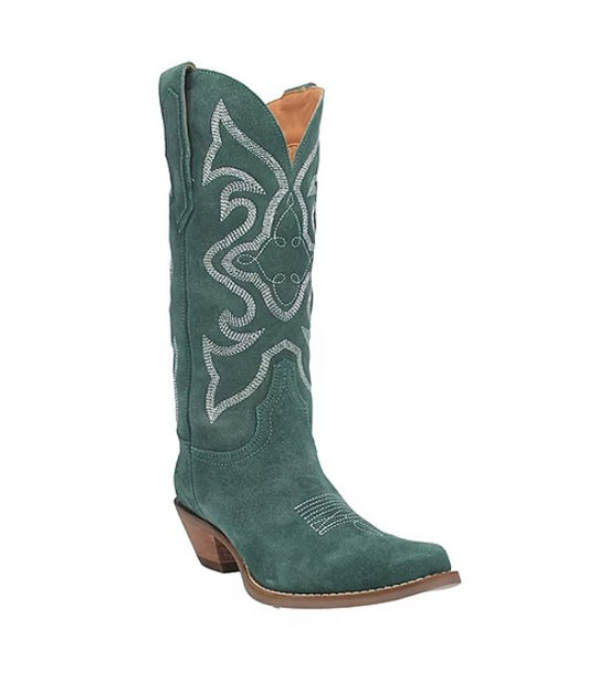 Dingo Women Size 10 M, Out West Cowboy Boots, Green Soft Suede Leather, Grade A