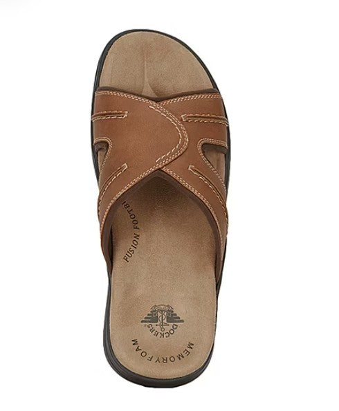 Dockers Men's Size 10 Wide, Sunland Slide Memory Foam Sandals, Rust, Grade A