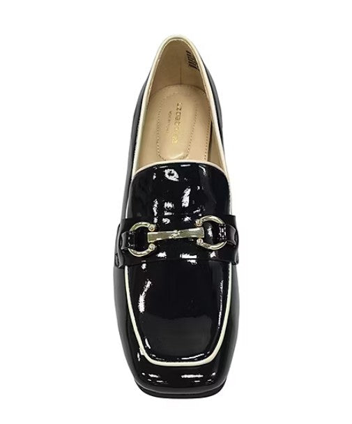 Liz Claiborne Womens Size 7.5, Mallard, Mid Heel Dress Shoes, Black Patent