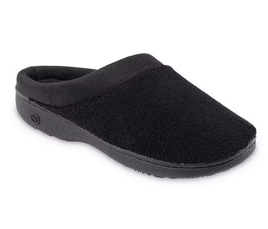 Isotoner Women's Size Medium (8-9) Memory Foam Slip-On Slippers, Black