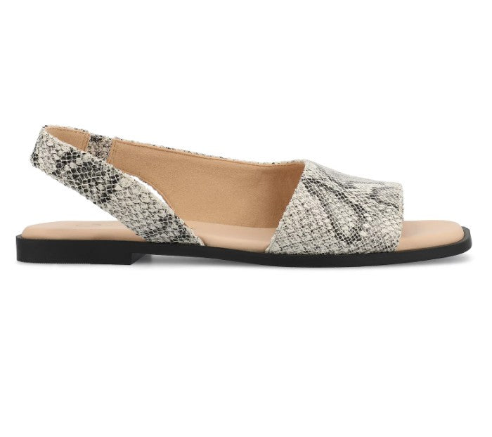 Journee Women's Size 10 Wide, Brinsley Sling Back Flat Sandals, Snake