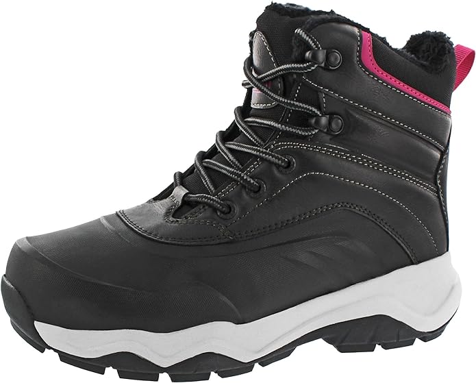 Khombu Riley Women's Size 8 Shell Lace-up Hiking Boot Cushioned Footbed, Black, New Ships Without Box