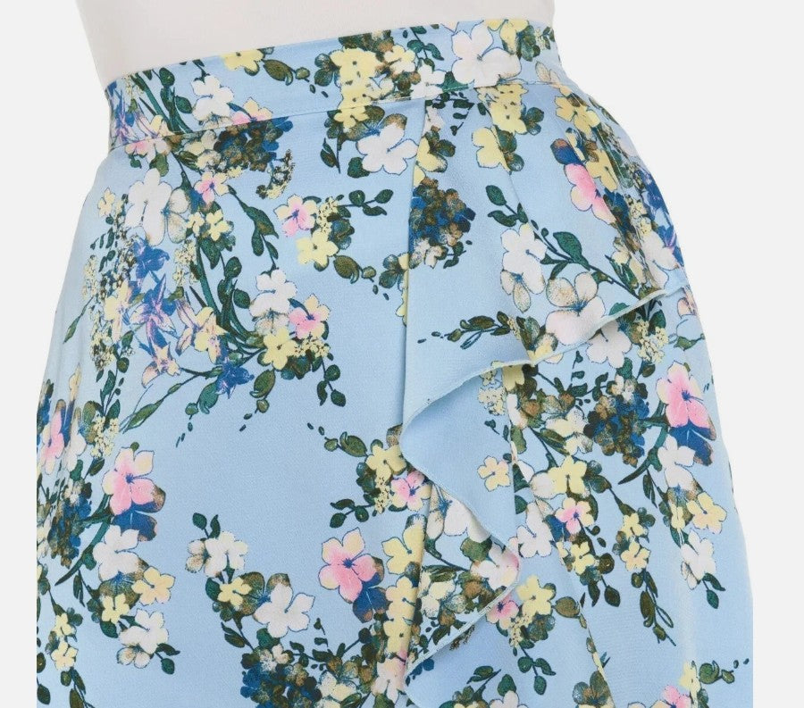 Ted Baker Women's Size Small (4-6), Ruffle Skirt, Powder Blue Floral