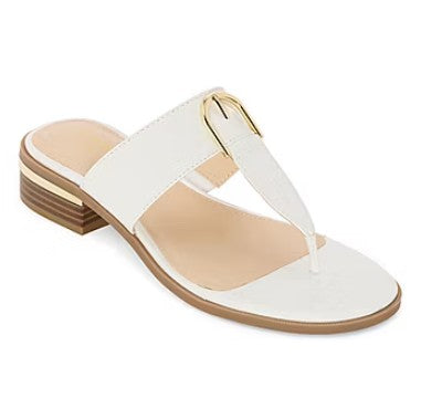 Liz Claiborne Women's Size 7 M, April Low Split Toe Sandals, White