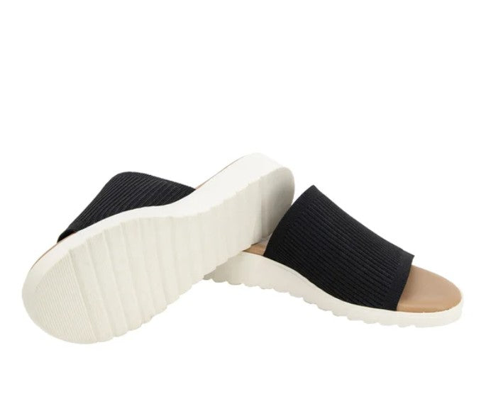 Kensie Women's Size 7, Knit Slip On Sandals, Black, Grade A