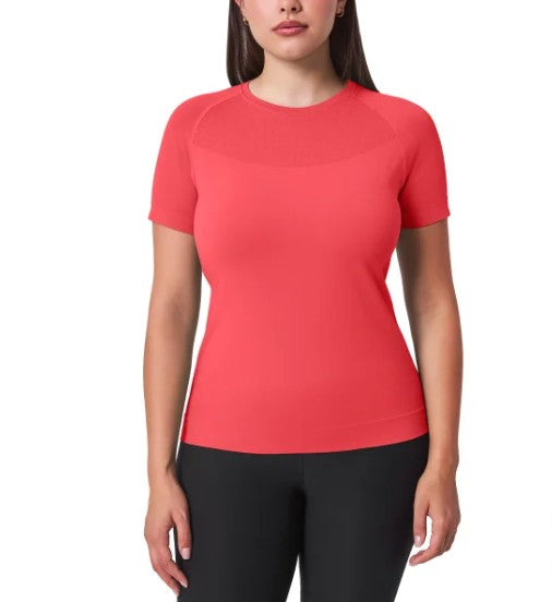Mondetta Women's Size Small (4-6) Short Sleeve Seamless Tee Shirt, Pink
