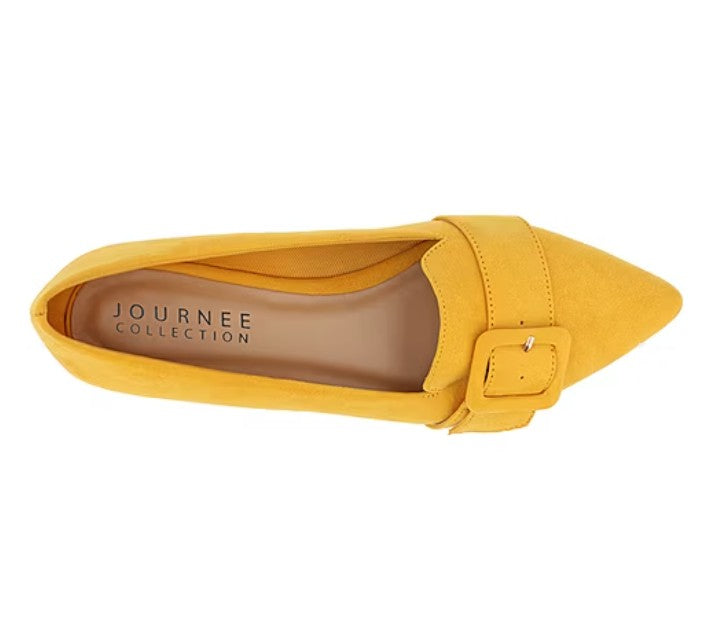 Journee Women's Size 7, Audrey Slip-on Pointed Toe Ballet Flats, Mustard