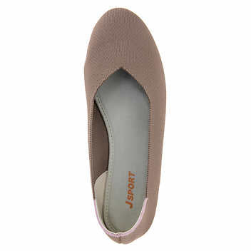 JSport Ladies Size 8.5 Flat Knit Slip on Shoe, Taupe, Customer Return