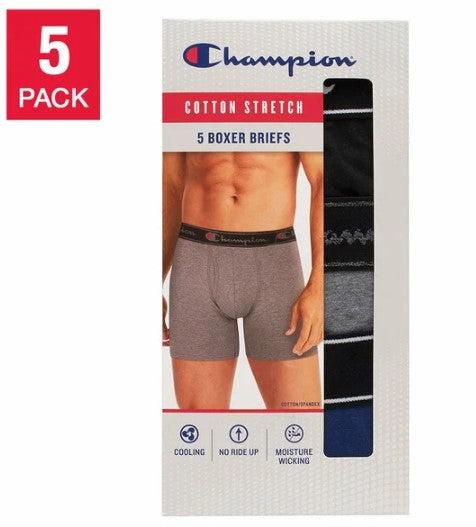 Champion Men's Size Medium (32-34) Boxer Briefs, 5-pack