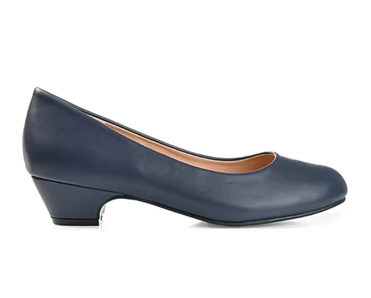 Journee Collection Saar Women's Size 12 Wide, Low Block Heel Pumps, Navy
