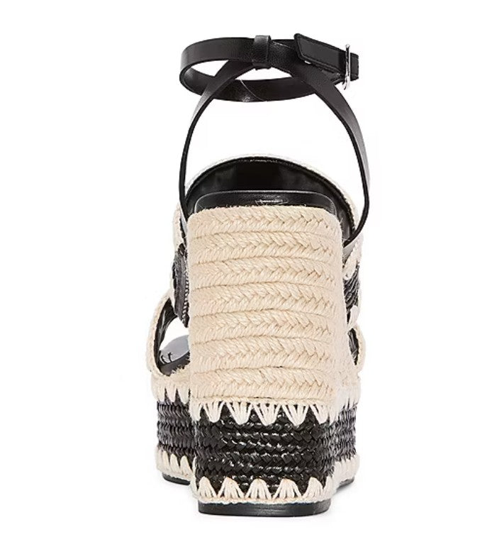 a.n.a Women's Size 8, Shore High Wedge Espadrille Sandals, Black