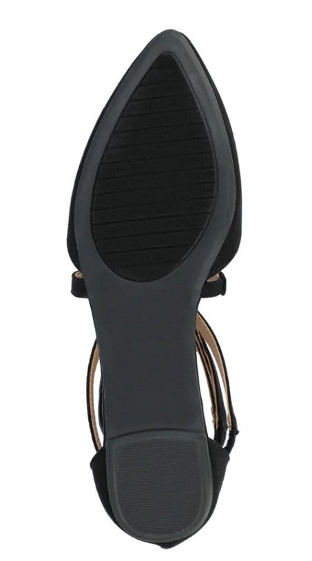 Journee Women's Size 9, Marlee D'orsay Straps Faux Suede Flats, Black