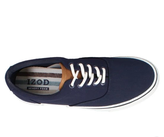 Izod Men's Size 11 Lace-Up Casual Canvas Shoes, Navy Blue