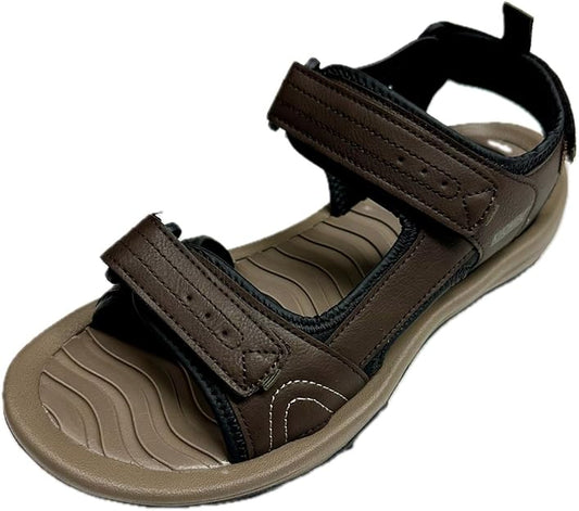 Khombu Windsor Men's Size 12 Outdoor Hook & Loop Strap Sandals, Brown