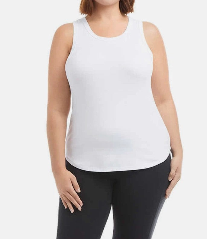 Danskin Ladies' Size XXL (18), 2-pack Air Brushed Tank Tops, Aqua (1) White (1)