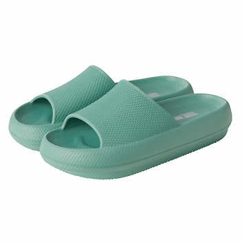 32 Degrees Ladies' Size Large (9/10) Cushion Slide Shower Sandal, Mint Green, Customer Return