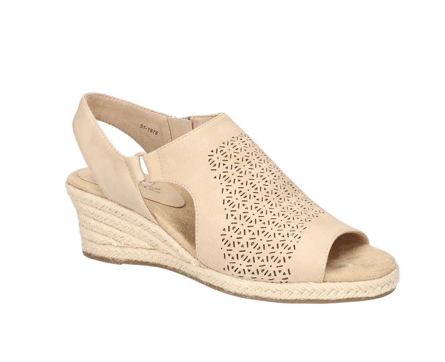 Easy Street Women's Size 8 M, Serena Zip Espadrille Wedge Sandals, Sand
