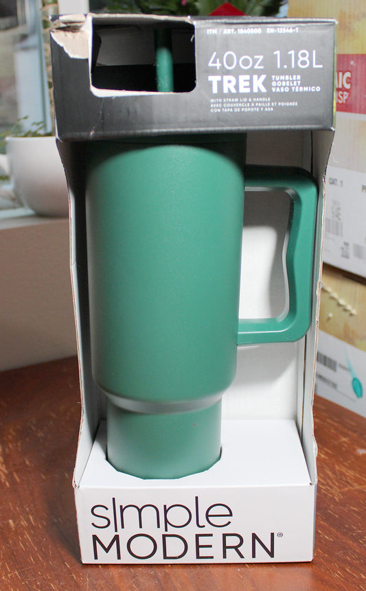 Simple Modern Trek Tumbler, 40oz with Lid & Straw, Green, Customer Return