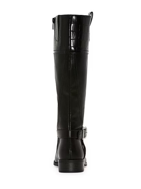 St. John's Bay Women's 8 Wide, Roslyn Wide Calf Stacked Heel Riding Boots, Black