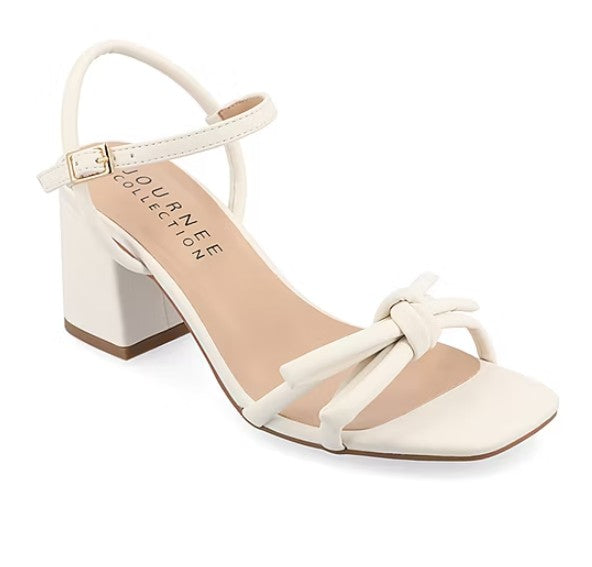 Journee Collection Women's Size 9.5, Meryl Heeled Dress Sandals, Bone Grade A