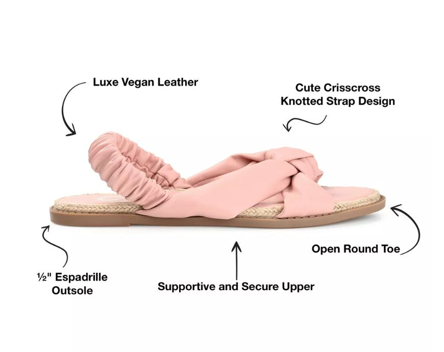 Journee Women's Size 7, Kiandra Espadrille Flat Sandals, Rose Pink