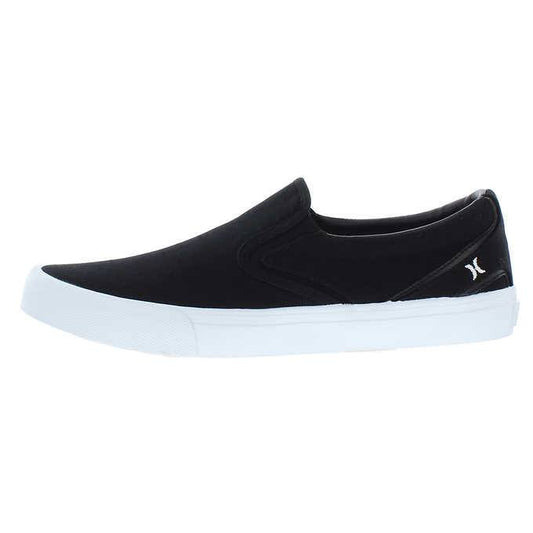 Hurley Men's Size 9.5 Canvas Slip-on Shoe, Black/White NEW SHIPS WITHOUT BOX