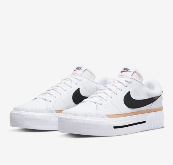 Nike Court Legacy Lift Womens Size 6, Athletic Shoes, White/Black/Orange Grade A