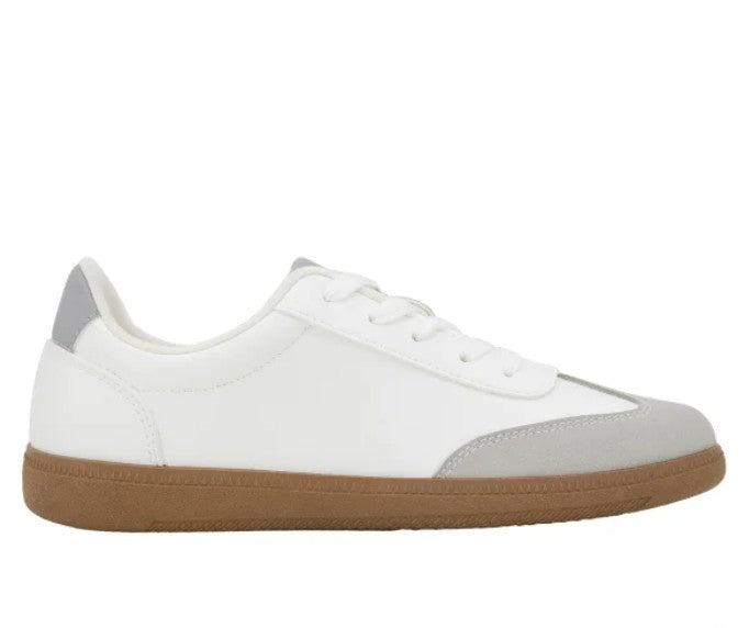 JSport Women's Size 7, Lace-up Sneakers Shoes, White/Grey, New (NO BOX)