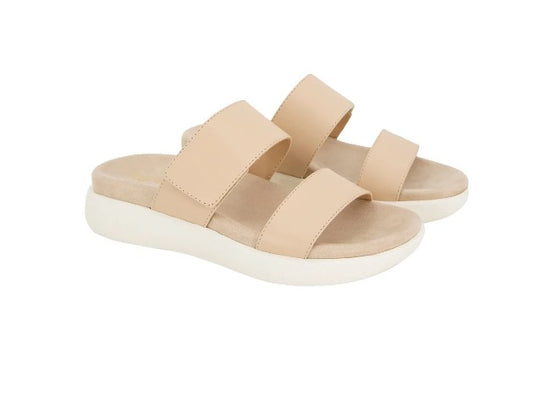 Kensie Ladies' Size 8 Double Band Sandal, Nude (Tan), Customer Return