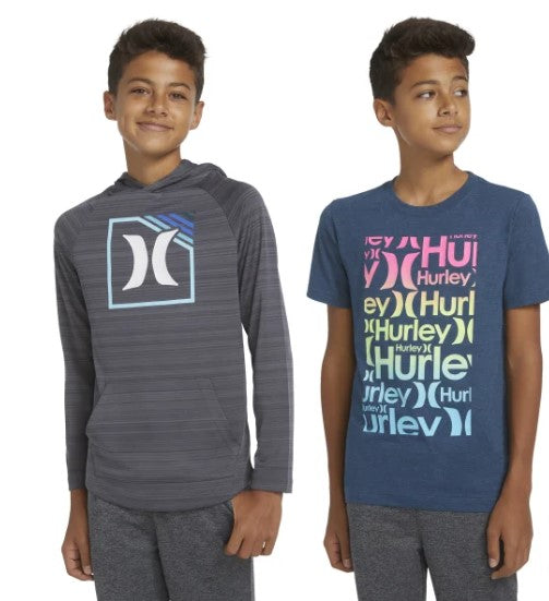 Hurley 2-PACK Youth Size Large (14/16) Lightweight Hooded Pullover & Graphic Tee