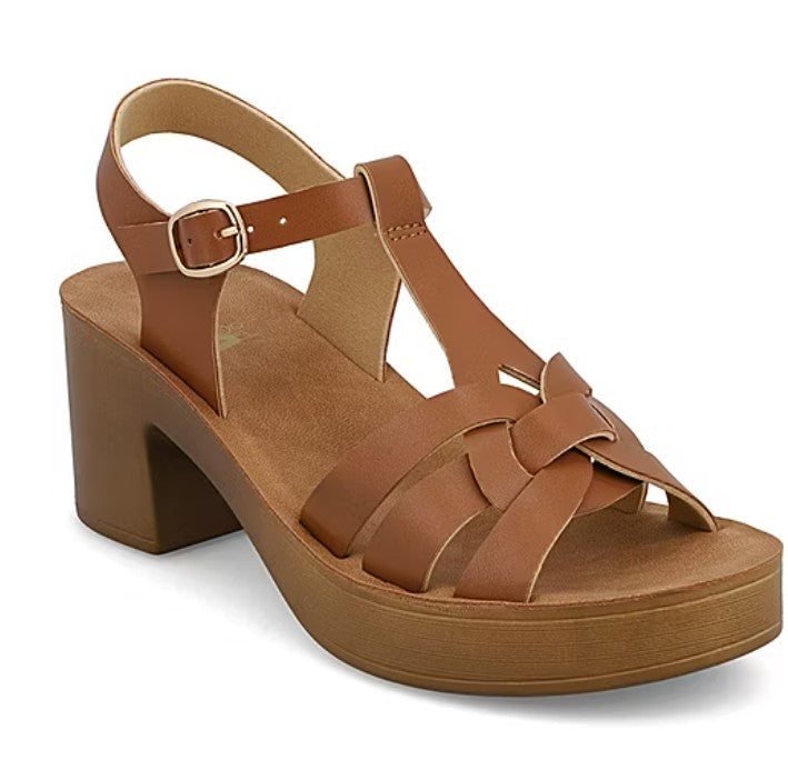 Mia Girl Women's Size 9.5, Dorian Block Heeled Strappy Sandals, Brown