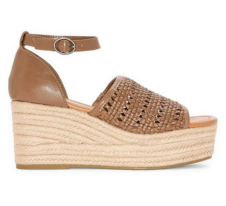 a.n.a Women's Size 8.5, Lisa Wedge Espadrille Sandals, Dark Taupe