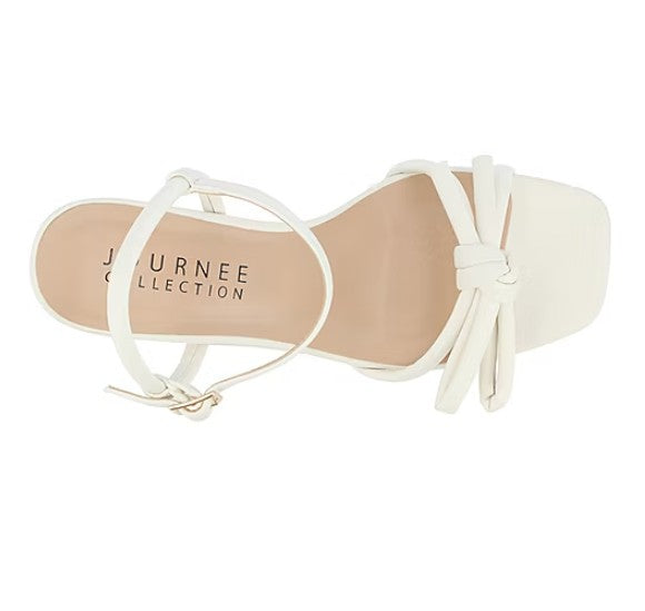 Journee Collection Women's Size 9.5, Meryl Heeled Dress Sandals, Bone Grade A