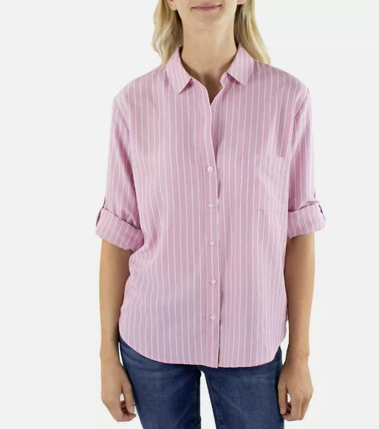 Jachs Girlfriend Ladies' Size Medium (8-10) Long Sleeve Button-Up Blouse, Pink