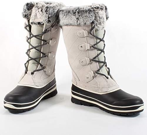 Khombu Ellie Ladies Size 6, Faux Fur Trim Winter Boots, Grey, Customer Return