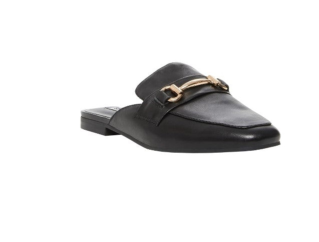 Steve Madden Ladies' Size 9, Leather Mule Loafer Shoes, Black, Customer Return