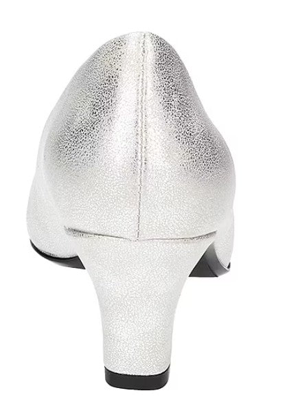 Easy Street Women's Size 8 M, Ballari Low Block Heel Pumps Dress Shoes, Silver