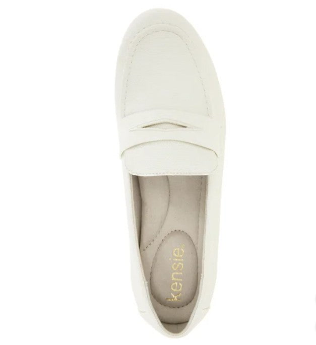 Kensie Women's Size 6, Yelena Canvas Loafers Shoes, Cream, New (NO BOX)